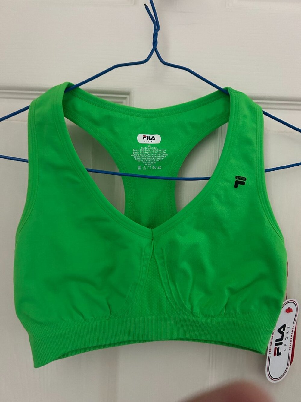 NWT XS FILA Lime Green Racerback Support Sports Bra
